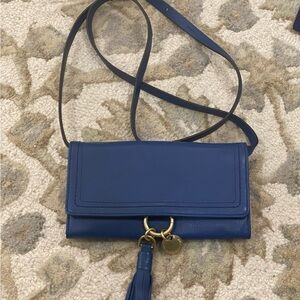 Cole Haan Blue Leather Smartphone Crossbody Bag